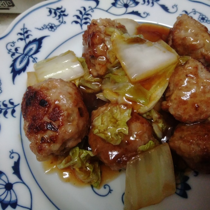 豚団子と白菜のポン酢あんかけ